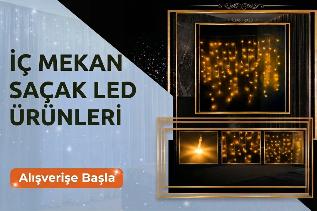 Saçak Led Perde Aydınlatma Dekoratif Pencere ve Duvar Aydınlatma 