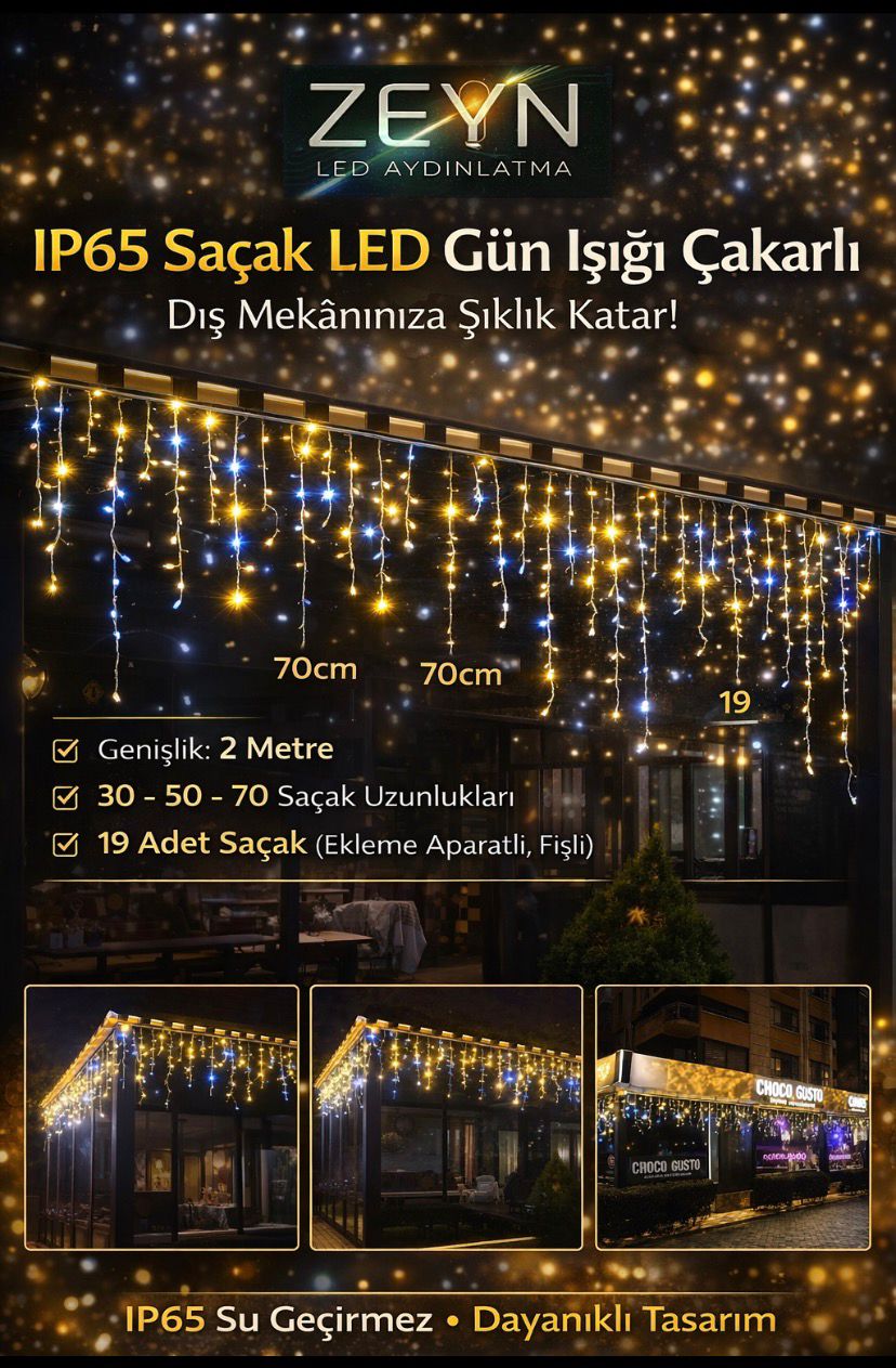 IP65 Saçak LED Gün Işığı – 2 Metre Çakarlı Dış Mekan Seti