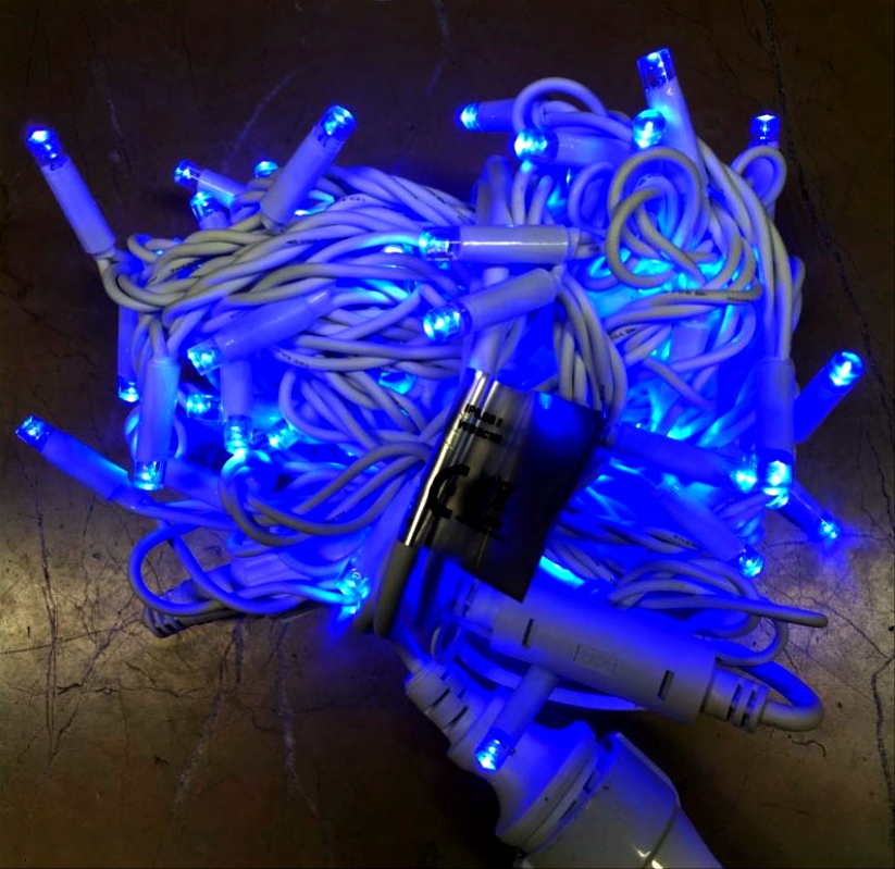 IP65 Mavi İp LED Şerit Işık, 10 Metre 100 LEDli Ekleme Aparatlı Fişli - Dış Mekan Aydınlatma