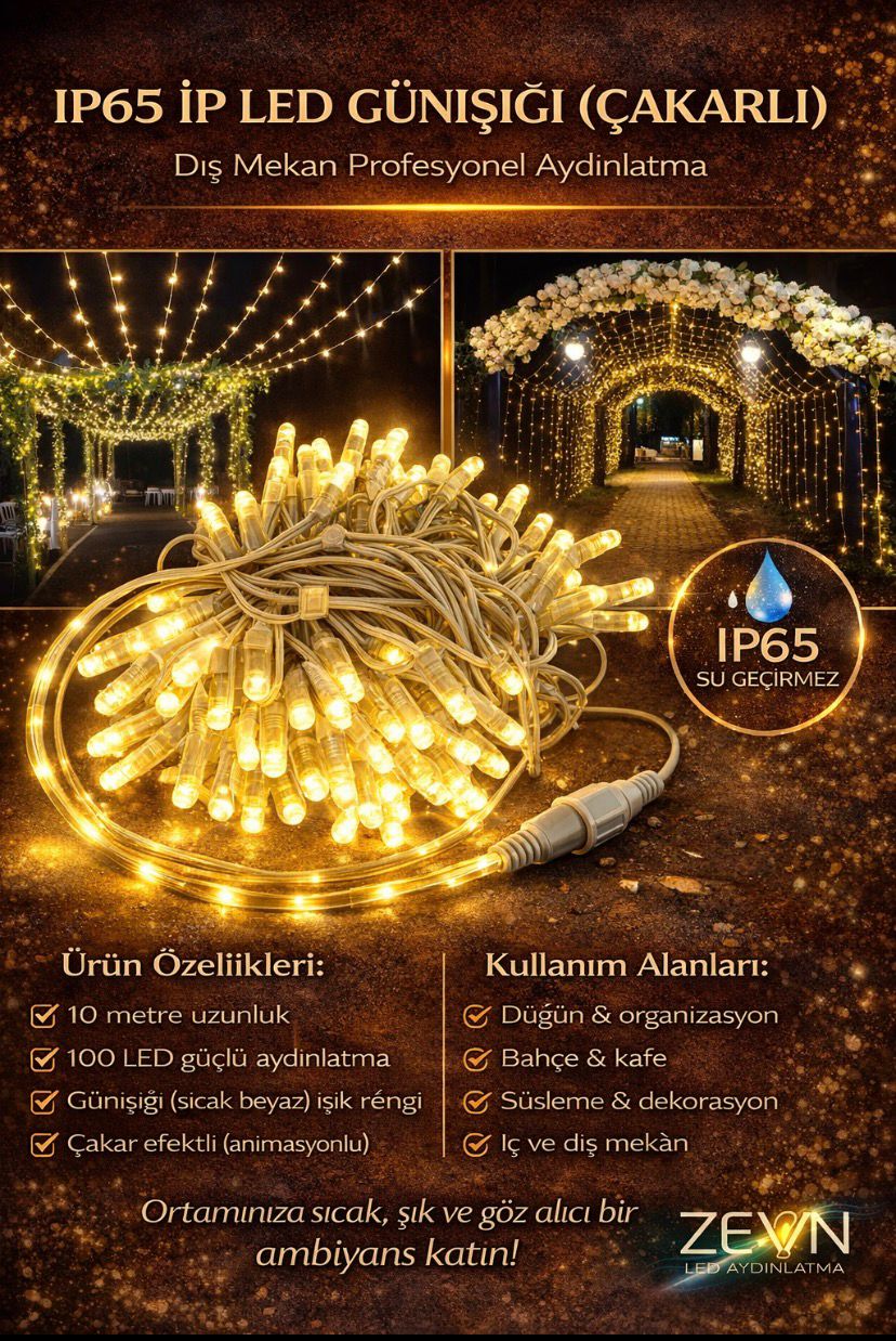 IP65 IP LED Günışığı – 10 Metre Çakarlı Dış Mekan Seti