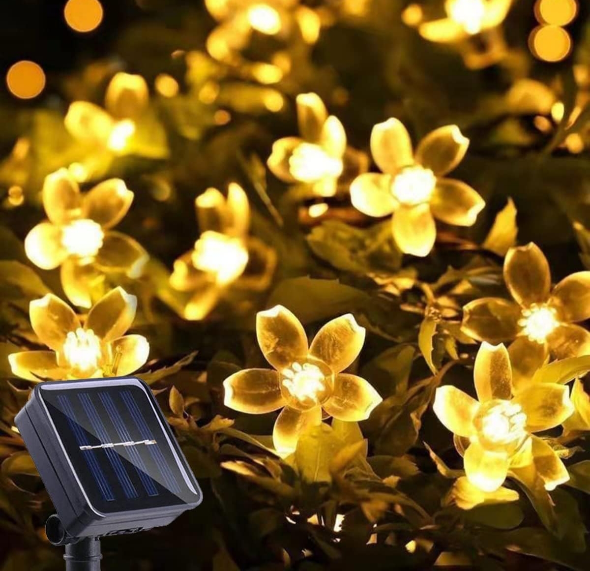 Solar Güneş Enerjili Çiçekli Led: 5 Metre 30 Ledli Bahçe Aydınlatması