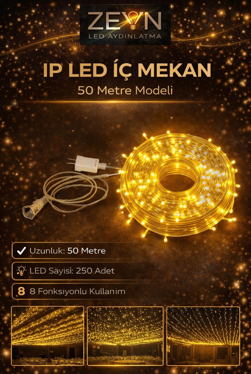 İp Led 50 Metre 250 Ledli Dekoratif Aydınlatma