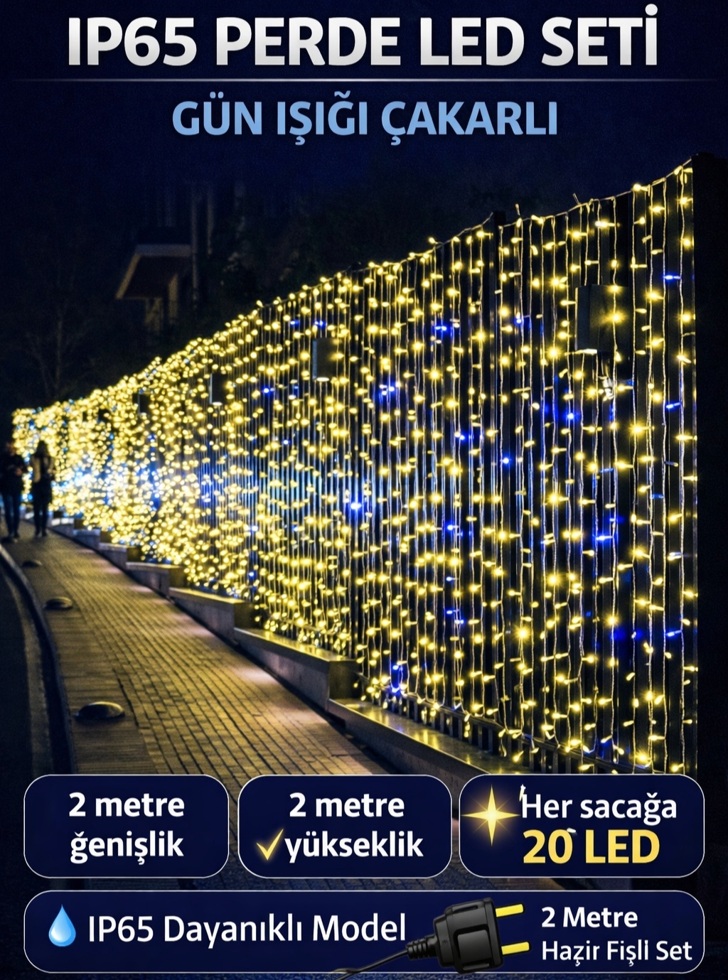 IP65 Perde LED Çakarlı Dış Mekan Aydınlatma