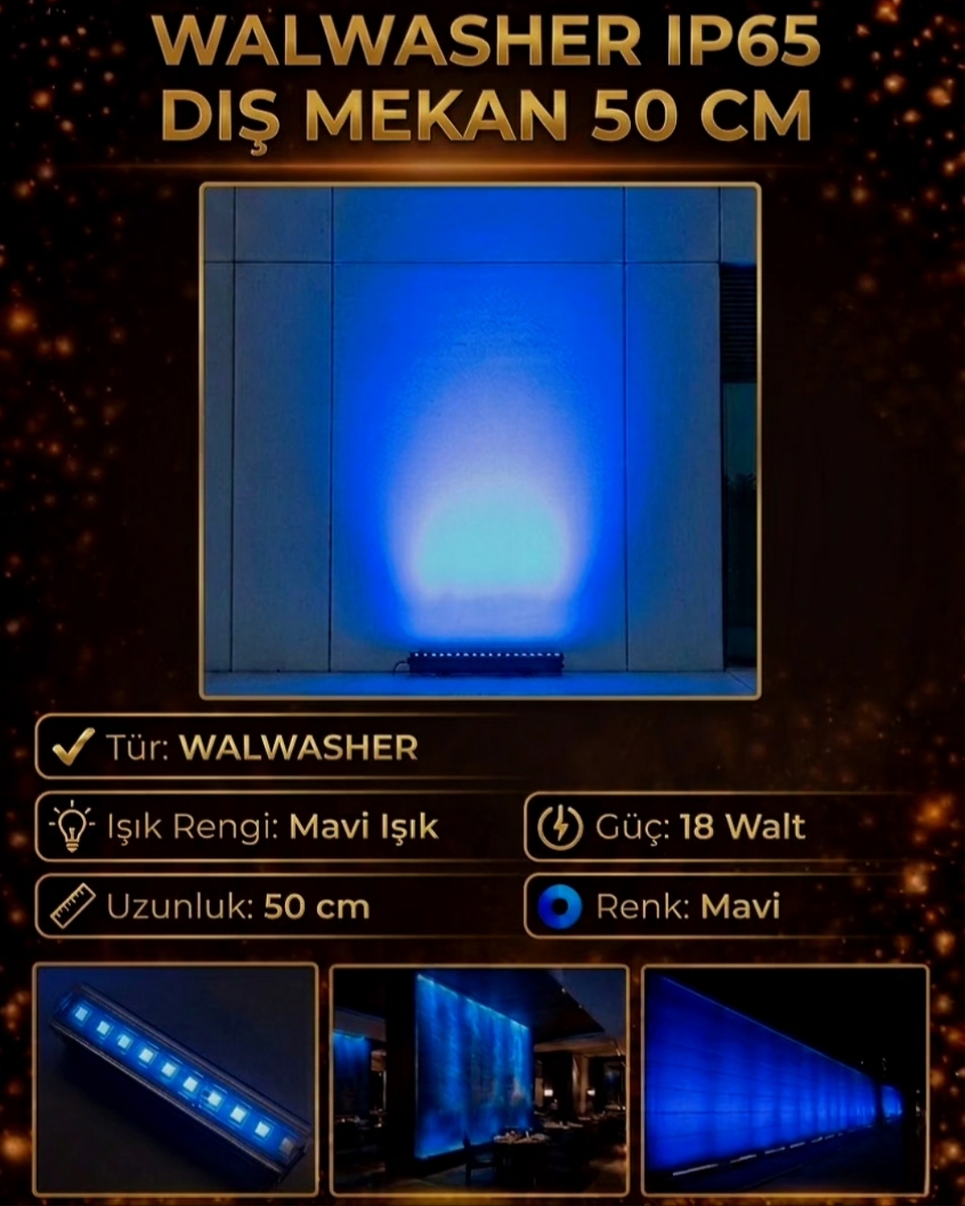 Mavi Wallwasher IP65 Dış Mekan Cephe Boyama